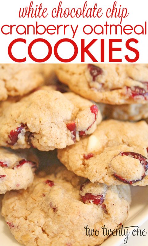 White Chocolate Chip Cranberry Oatmeal cookies