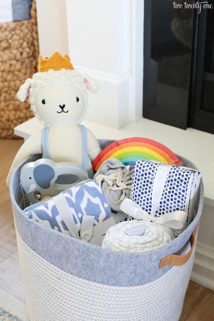 Laundry basket baby shower gift