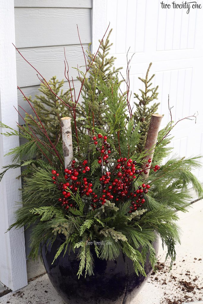 Outdoor Christmas Planter and Winter Decoration